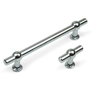 Handle & Home (14mm Diameter Pull) Polished Chrome T Bar Handle 160mm & Knob Pull Handle & Home (14mm Diameter Pull) Polished Chrome T Bar Handle 160mm & Knob Pull