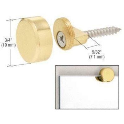 CRL Polished Brass Round Mirror Edge Fixings Clips Brackets x 4 6mm CRL Polished Brass Round Mirror Edge Fixings Clips Brackets x 4 6mm