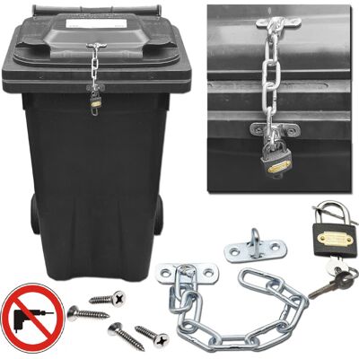 322 Wheelie Bin Lid Chain Lock-Easily Fitted with Padlock Stop FLY TIP 322 Wheelie Bin Lid Chain Lock-Easily Fitted with Padlock Stop FLY TIP