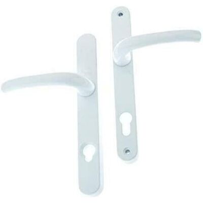 Yale White Security Door Handle - Cylinder Guard - 92mm Center, 215mm Holes Yale White Security Door Handle - Cylinder Guard - 92mm Center, 215mm Holes