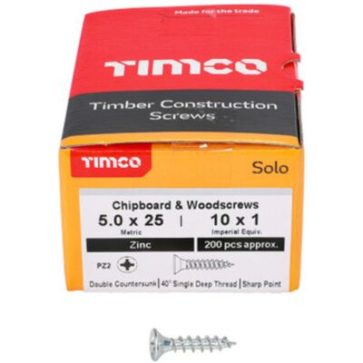 Timco - Solo Double Countersunk - Silver - Screws Timco - Solo Double Countersunk - Silver - Screws