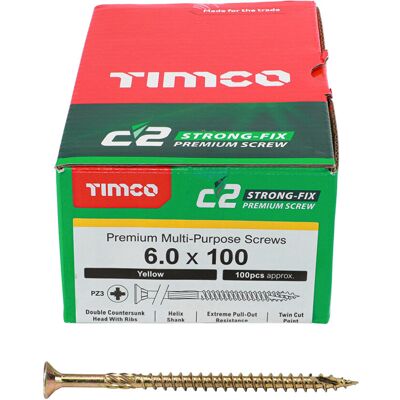 Timco - Yellow C2 Strong-Fix PZ3 Screws - 6x100mm - Screw Timco - Yellow C2 Strong-Fix PZ3 Screws - 6x100mm - Screw