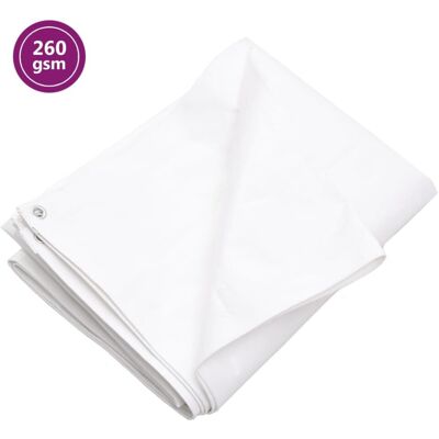 vidaXL White Tarpaulin 6x10m Waterproof Cover - Tarpaulin vidaXL White Tarpaulin 6x10m Waterproof Cover - Tarpaulin