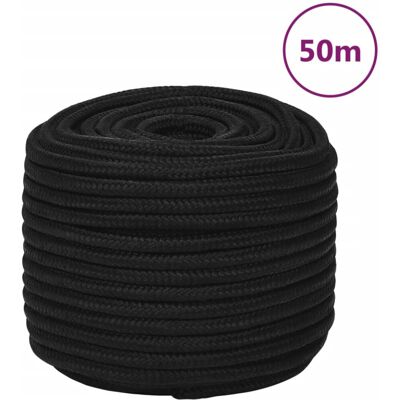 (black, 12 mm/ 50 m) vidaXL Braided Boat Rope Polyester Sturdy Yacht Cable Black (black, 12 mm/ 50 m) vidaXL Braided Boat Rope Polyester Sturdy Yacht Cable Black