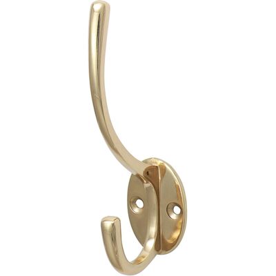 Timco - Hat & Coat Hook - Polished Brass - 125 x 32mm - Hook Timco - Hat & Coat Hook - Polished Brass - 125 x 32mm - Hook