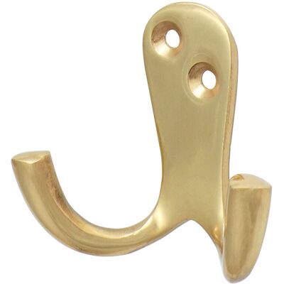 Timco Double Robe Hook Polished Brass - 47 x 24mm (1 Pack Bag) Timco Double Robe Hook Polished Brass - 47 x 24mm (1 Pack Bag)