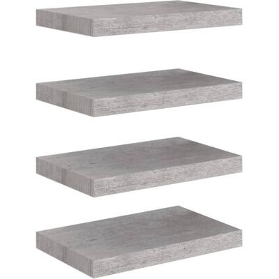 vidaXL 4x Floating Wall Shelves Concrete Grey MDF Bookcase Wall Board CD Rack - Wall Shelves vidaXL 4x Floating Wall Shelves Concrete Grey MDF Bookcase Wall Board CD Rack - Wall Shelves