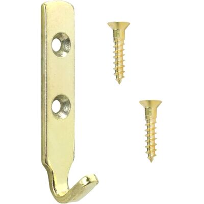 Taskar (PACK OF 2) Heavy Duty Brass J Hook for Pictures Mirrors etc & Screws 62mm Taskar (PACK OF 2) Heavy Duty Brass J Hook for Pictures Mirrors etc & Screws 62mm