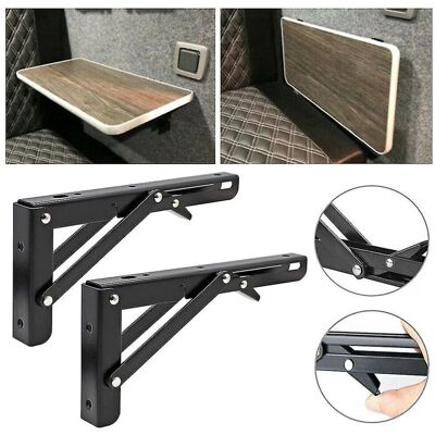 Unbranded 2pcs Black Finish Camper Van Folding-bracket Table Shelf Interior Accessories Fo Unbranded 2pcs Black Finish Camper Van Folding-bracket Table Shelf Interior Accessories Fo