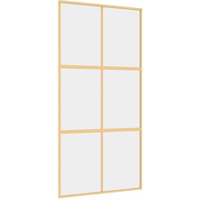 vidaXL Sliding Door Interior Barn Door Gold Clear ESG Glass and Aluminium vidaXL Sliding Door Interior Barn Door Gold Clear ESG Glass and Aluminium