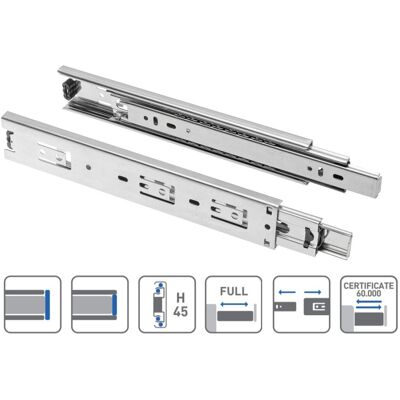 GTV (250mm) Pair Fully Extension Ball Bearing Drawer Runners GTV (250mm) Pair Fully Extension Ball Bearing Drawer Runners