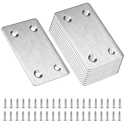 ZHIQIN 10pcs 60 X 38mm Mending Plates Stainless Steel Straight Support Shelf Flat Brack ZHIQIN 10pcs 60 X 38mm Mending Plates Stainless Steel Straight Support Shelf Flat Brack