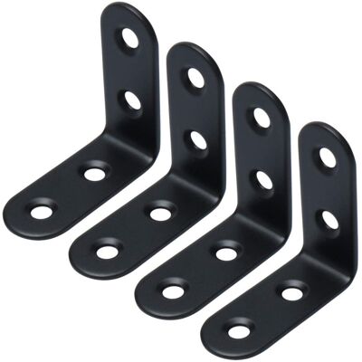 DealMux 4pcs Angle Bracket Stainless Steel 50 x 50mm Black Corner Fastener L Shaped Righ DealMux 4pcs Angle Bracket Stainless Steel 50 x 50mm Black Corner Fastener L Shaped Righ