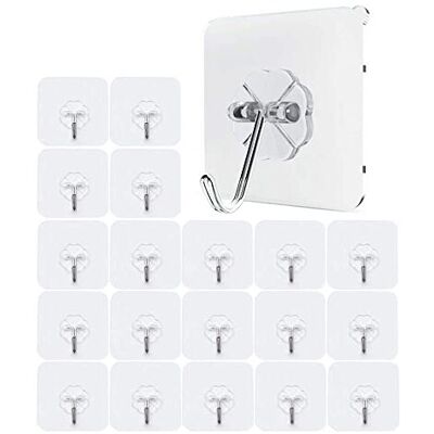 JZK 20 Waterproof Heavy Duty self Adhesive Clear Hooks Load Bearing 10kg Plastic Str JZK 20 Waterproof Heavy Duty self Adhesive Clear Hooks Load Bearing 10kg Plastic Str
