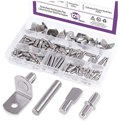 Swpeet 120Pcs 4 Styles Shelf Pins Kit Nickel Plated Shelf Bracket Pegs Cabinet Furnitur Swpeet 120Pcs 4 Styles Shelf Pins Kit Nickel Plated Shelf Bracket Pegs Cabinet Furnitur