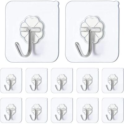 JelKen Self Adhesive Hooks,12 PCS Heavy Duty Door Wall Adhesive Hooks for Kitche JelKen Self Adhesive Hooks,12 PCS Heavy Duty Door Wall Adhesive Hooks for Kitche