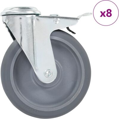 vidaXL 8 pcs Bolt Hole Swivel Casters with Double Brakes - Caster wheels vidaXL 8 pcs Bolt Hole Swivel Casters with Double Brakes - Caster wheels