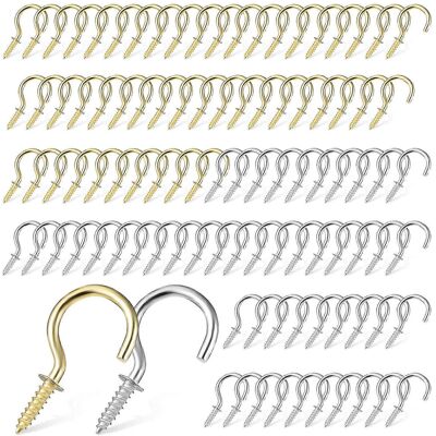 Kricely (As show, One size) 100Pcs Metal Screw-in Ceiling Hooks Cup Hooks Screw-in Ceili Kricely (As show, One size) 100Pcs Metal Screw-in Ceiling Hooks Cup Hooks Screw-in Ceili