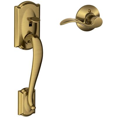 SCHLAGE Camelot Front Entry Handle Accent Right-Handed Interior Lever (Antique B SCHLAGE Camelot Front Entry Handle Accent Right-Handed Interior Lever (Antique B