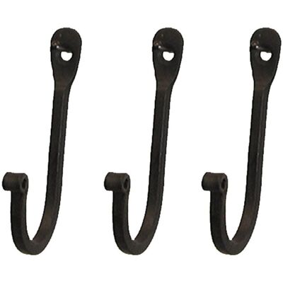 Marvel Early American Single Prong Wrought Iron Hooks Set of 3 - Rustic Curved Metal F Marvel Early American Single Prong Wrought Iron Hooks Set of 3 - Rustic Curved Metal F