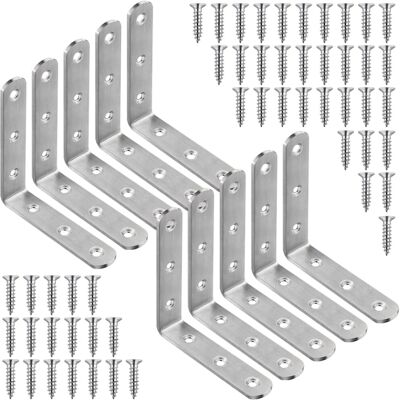 YEWLACA 10 Pcs L Bracket Corner Braces 4x4 Inch Stainless Steel Heavy Duty Shelf YEWLACA 10 Pcs L Bracket Corner Braces 4x4 Inch Stainless Steel Heavy Duty Shelf