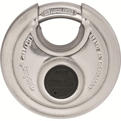ABUS Diskus 20/80 Heavy Duty Stainless Steel Disk Padlock - Rustproof Circle Sto ABUS Diskus 20/80 Heavy Duty Stainless Steel Disk Padlock - Rustproof Circle Sto
