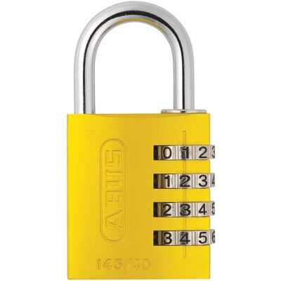 ABUS 145/40 C 40mm Body 4-Dial Resettable Combination Padlock Yellow ABUS 145/40 C 40mm Body 4-Dial Resettable Combination Padlock Yellow