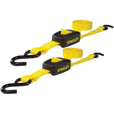 Stanley S2001 Black/Yellow 1" x 10' Tie Down Straps - 400 lb Stanley S2001 Black/Yellow 1" x 10' Tie Down Straps - 400 lb