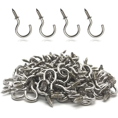 MYYZMY 120 Pcs 1/2 Inch Screw-in Hooks Nickel Plated Metal Cup Hooks Ceiling Ho MYYZMY 120 Pcs 1/2 Inch Screw-in Hooks Nickel Plated Metal Cup Hooks Ceiling Ho
