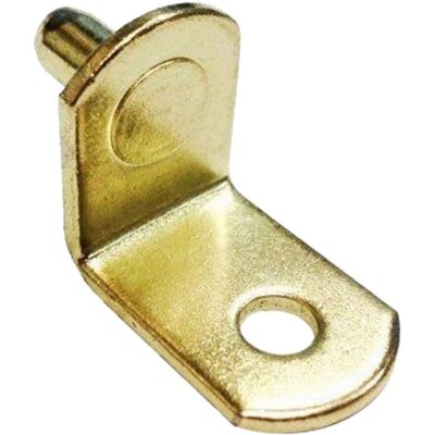Desunia 1/4"""" Bracket Style Cabinet Shelf Support Pegs w/Hole - Polished Brass - Pack Desunia 1/4"""" Bracket Style Cabinet Shelf Support Pegs w/Hole - Polished Brass - Pack