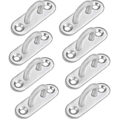 Unbranded (As show, One size) M5 Stainless Steel Eyelet Plate (8 Pcs) - Oblong Metal Hook Unbranded (As show, One size) M5 Stainless Steel Eyelet Plate (8 Pcs) - Oblong Metal Hook