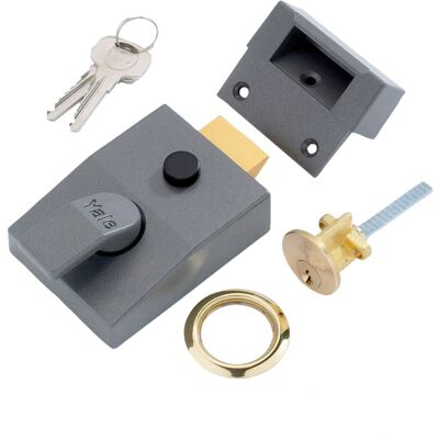 Yale P-89-DMG-PB-60 Deadlocking Nightlatch, Automatic Deadlock, Dark Metallic Fi Yale P-89-DMG-PB-60 Deadlocking Nightlatch, Automatic Deadlock, Dark Metallic Fi