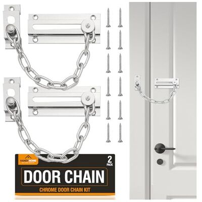 SOL 2pk Chrome Door Chain Kit Restrictor for Front Door Heavy-Duty Door Safety SOL 2pk Chrome Door Chain Kit Restrictor for Front Door Heavy-Duty Door Safety