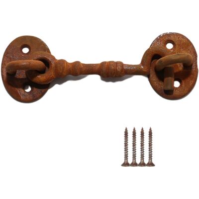 4" knotted Cast Iron Cabin Hook Rust by Ironmongery World 4" knotted Cast Iron Cabin Hook Rust by Ironmongery World