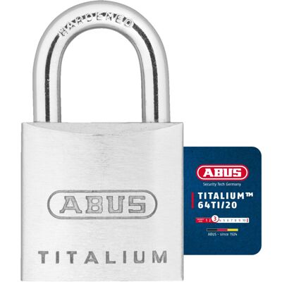 ABUS Titalium 64TI/20 Padlock - Lock Body Made of Special Aluminium - Hardened S ABUS Titalium 64TI/20 Padlock - Lock Body Made of Special Aluminium - Hardened S