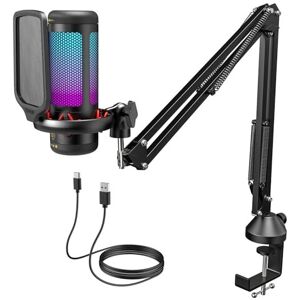 Tonor Gaming USB Microphone with Adjustable RGB Modes & Brightness, Condenser PC Mic w Tonor Gaming USB Microphone with Adjustable RGB Modes & Brightness, Condenser PC Mic w
