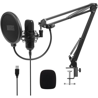 August USB Condenser Studio Microphone Kit Unidirectional Cardioid Mic Package August USB Condenser Studio Microphone Kit Unidirectional Cardioid Mic Package