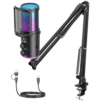 ONIKUMA GAMING Gaming USB Microphone, Noise Cancellation Condenser Mic with Mute,Boom ONIKUMA GAMING Gaming USB Microphone, Noise Cancellation Condenser Mic with Mute,Boom