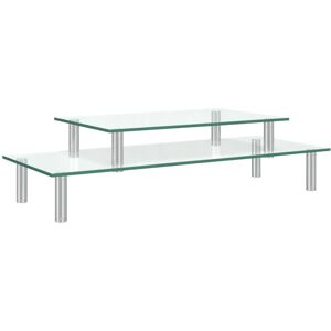 vidaXL Monitor Stand 2-Stage Transparent Glass - Monitor Stand vidaXL Monitor Stand 2-Stage Transparent Glass - Monitor Stand