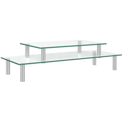 vidaXL Monitor Stand 2-Stage Transparent Glass - Monitor Stand vidaXL Monitor Stand 2-Stage Transparent Glass - Monitor Stand