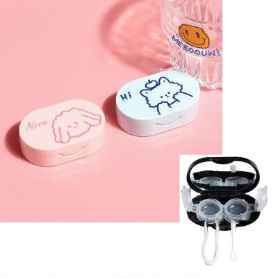 Unbranded (As show, One size) 2PCS (pink+blue) Contact Lens Case with Mirror, Portable Con Unbranded (As show, One size) 2PCS (pink+blue) Contact Lens Case with Mirror, Portable Con