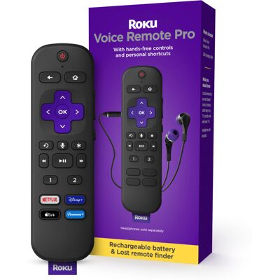 Roku Voice Remote Pro Rechargeable, Hands-free Voice Controls, Headphone Mode, Roku Voice Remote Pro Rechargeable, Hands-free Voice Controls, Headphone Mode,