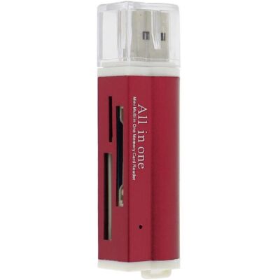 (Red) VAORLO Card Reader for Micro SD SDHC TF M2 MMC MS PRO DUO All in 1 USB 2.0 (Red) VAORLO Card Reader for Micro SD SDHC TF M2 MMC MS PRO DUO All in 1 USB 2.0