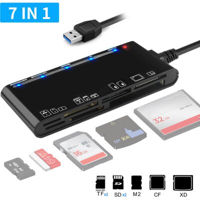 Unbranded 7-IN-1 USB 3.0 Memory Card Reader High-Speed Adapter for Micro SD SDXC CF SDHC Unbranded 7-IN-1 USB 3.0 Memory Card Reader High-Speed Adapter for Micro SD SDXC CF SDHC
