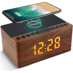 Unbranded (FM Radio, Brown) Bedside Wooden FM Radio Alarm Clock, 10W Ultra-Fast Wireless C Unbranded (FM Radio, Brown) Bedside Wooden FM Radio Alarm Clock, 10W Ultra-Fast Wireless C