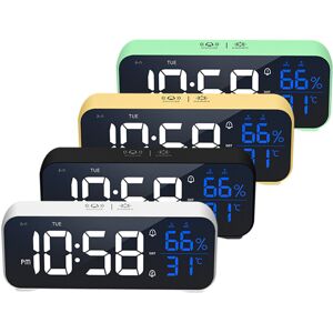 GreenZech (Yellow) Mirror Alarm Clock LED Music Wall Digital Clock Time Temperature Humidi GreenZech (Yellow) Mirror Alarm Clock LED Music Wall Digital Clock Time Temperature Humidi