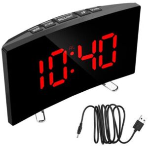 GreenZech (Red) LED Digital Alarm Clock with Mirror, USB Charging, Adjustable Brightness, GreenZech (Red) LED Digital Alarm Clock with Mirror, USB Charging, Adjustable Brightness,