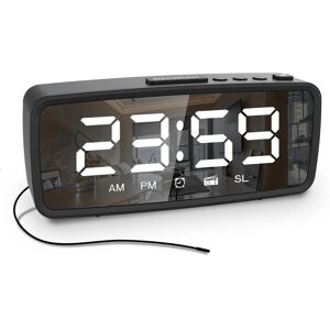 GreenZech (Black, Radio) USB-Rechargeable LED Mirror Digital Alarm Clock with Snooze Mode GreenZech (Black, Radio) USB-Rechargeable LED Mirror Digital Alarm Clock with Snooze Mode