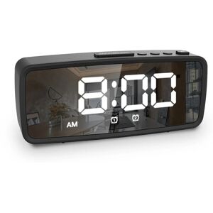 GreenZech (Black, Digital) USB-Rechargeable LED Mirror Digital Alarm Clock with Snooze Mod GreenZech (Black, Digital) USB-Rechargeable LED Mirror Digital Alarm Clock with Snooze Mod