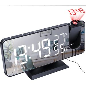 GreenZech (Black+White) LED Digital Alarm Clock FM Radio HD Time Projection Mirror Clocks GreenZech (Black+White) LED Digital Alarm Clock FM Radio HD Time Projection Mirror Clocks